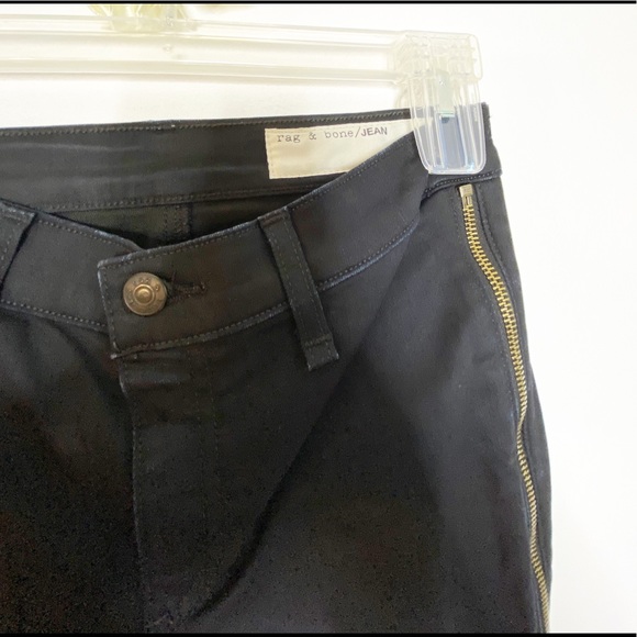 RAG & BONE Black Side Zip Skinny High Waist Jeans - Picture 8 of 8